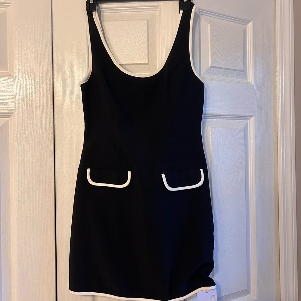 Commense Black Dress with White Trim